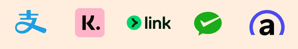 Alipay, Klarna, Link, WeChat Pay, Amazon Pay